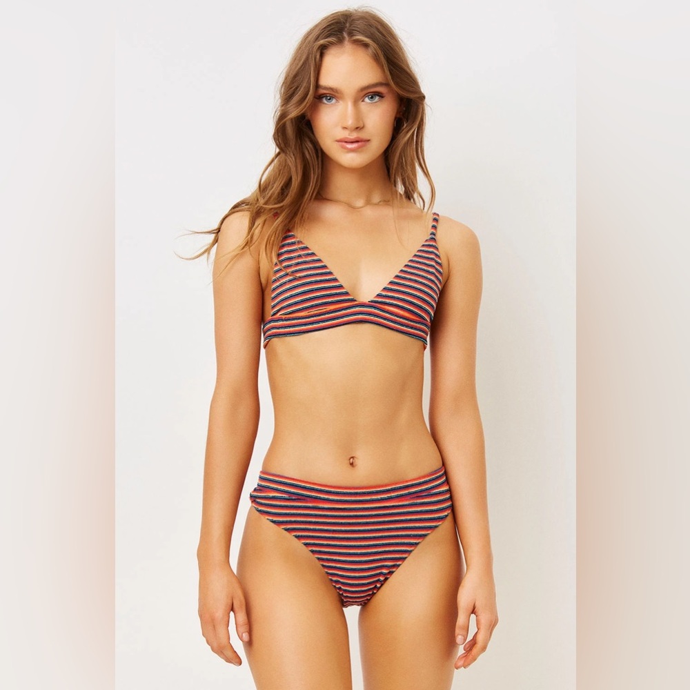 Frankie’s Bikinis Triangle Top and Claire bottom in Sunset (Top S, Bottom XS)